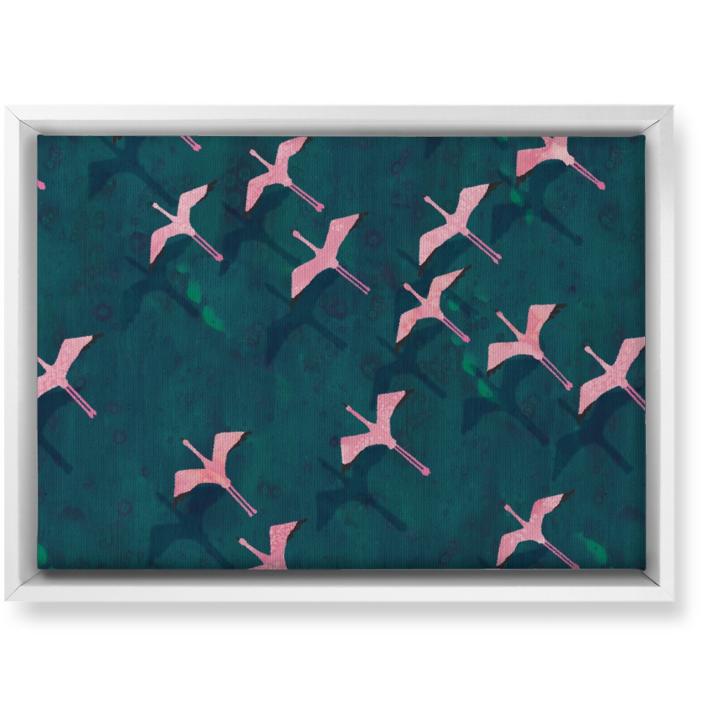 Flamingos Flying Wall Art, White, Single piece, Canvas, 10x14, Green