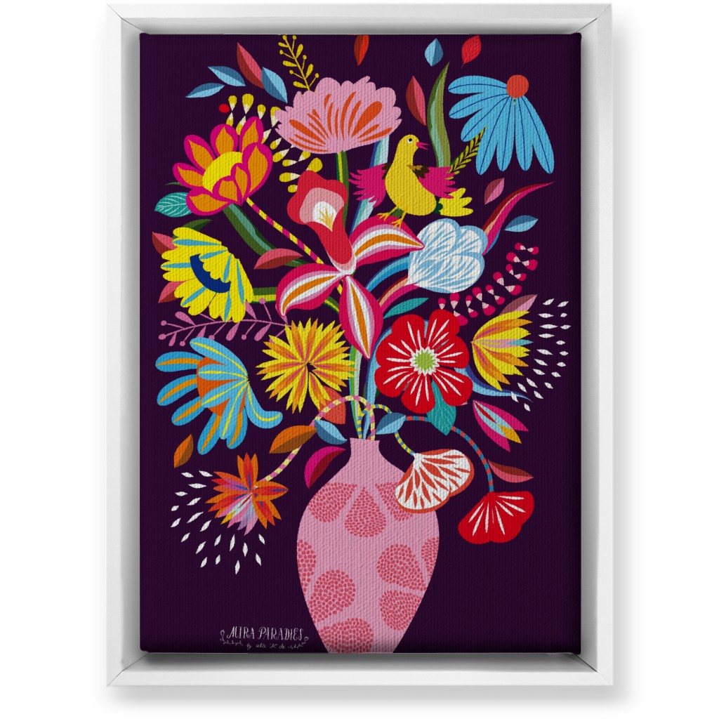 Folkart Bouquet - Multi Wall Art, White, Single piece, Canvas, 10x14, Multicolor