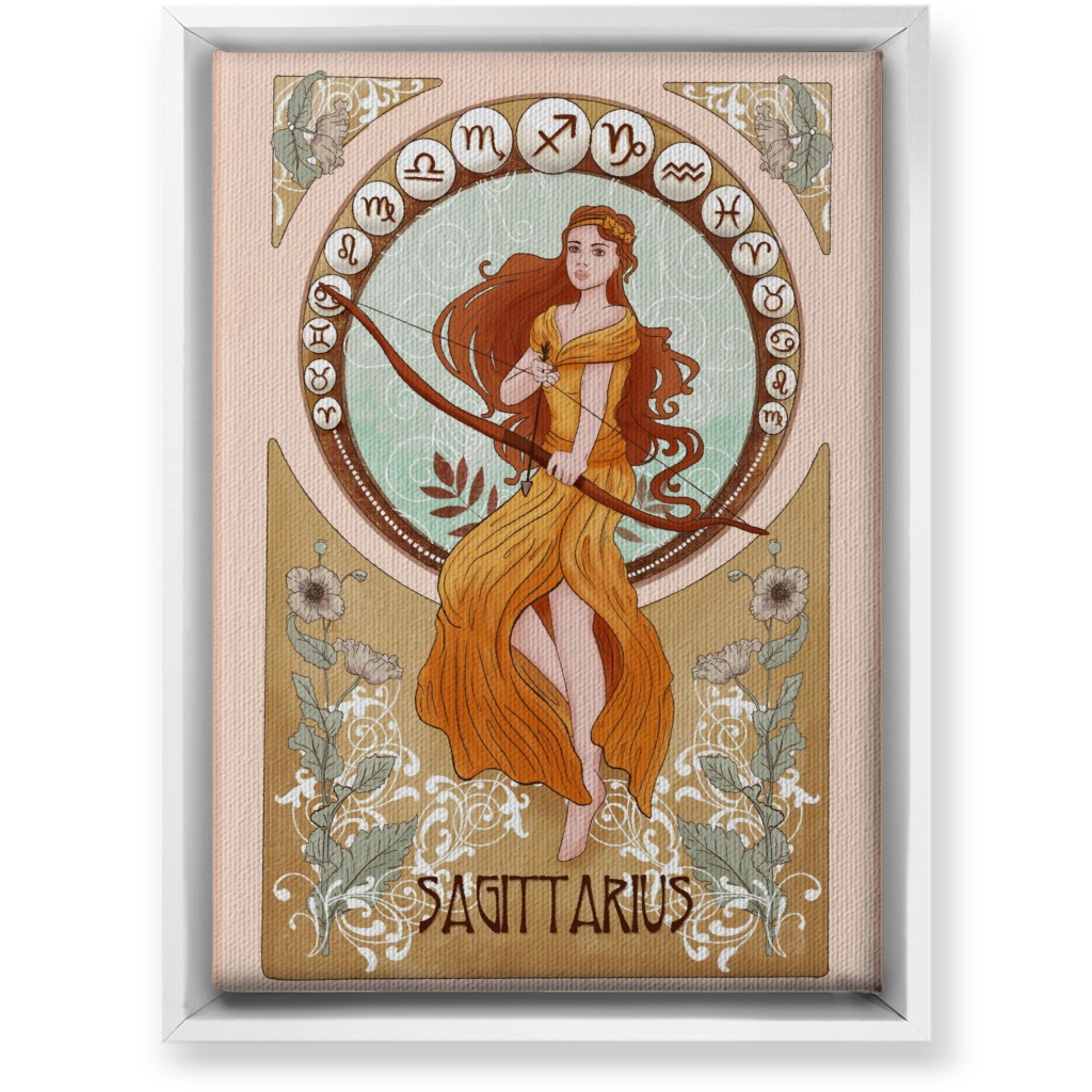 Art Nouveau - Sagittarius Wall Art, White, Single piece, Canvas, 10x14, Multicolor
