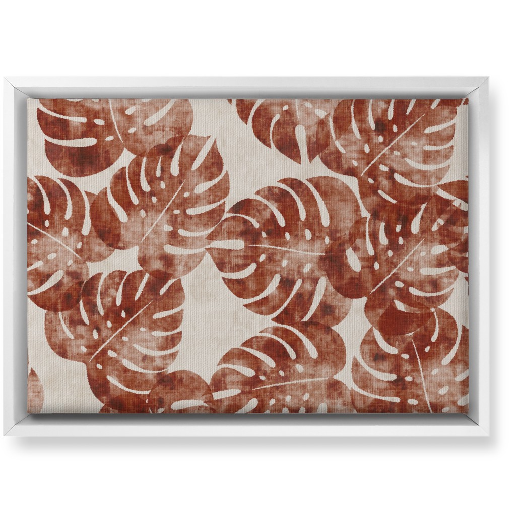Monstera Leaves - Rust Wall Art, White, Single piece, Canvas, 10x14, Brown, Brown