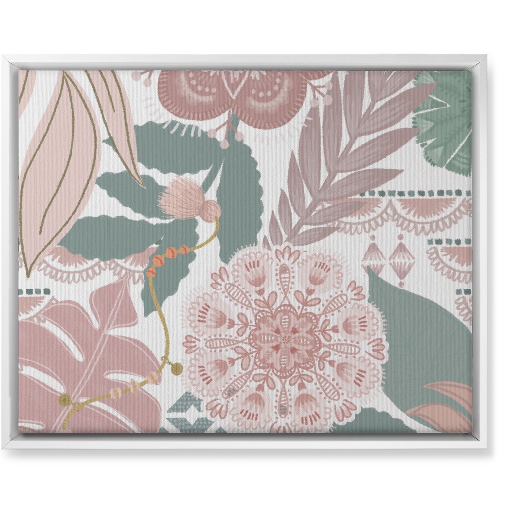 Boho Tropical Wall Art, White, Single piece, Canvas, 16x20, Multicolor, Pearl