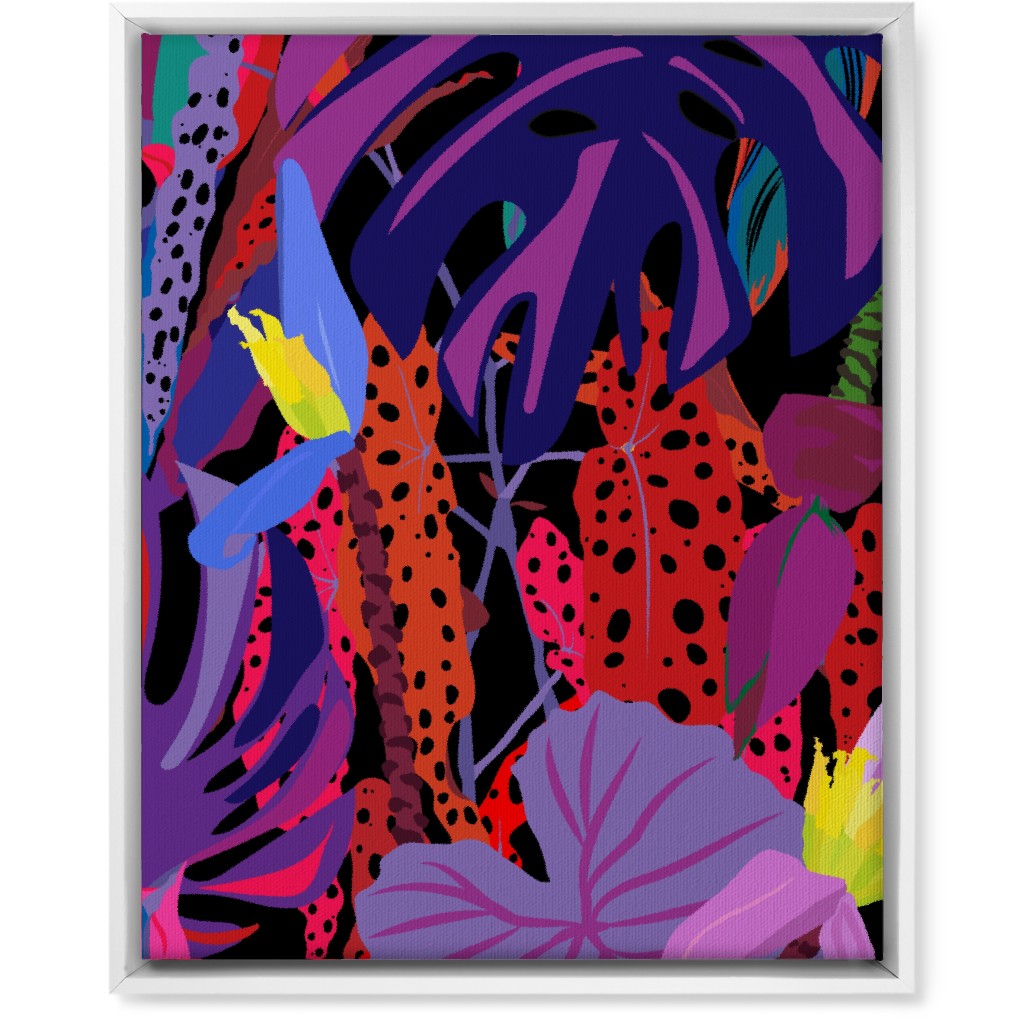 Neon Night Tropical Garden - Purple Wall Art, White, Single piece, Canvas, 16x20, Purple, Purple