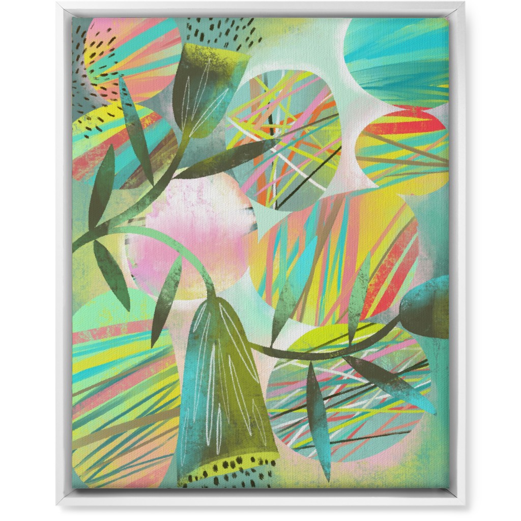 Botanical Abstract Playground - Multi Wall Art, White, Single piece, Canvas, 16x20, Green