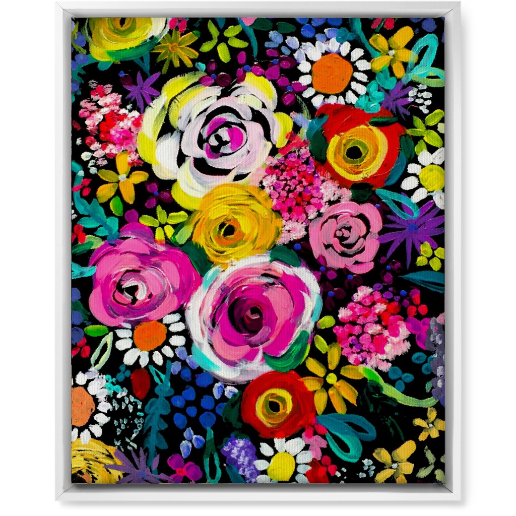 Les Fleurs Floral Painting Wall Art, White, Single piece, Canvas, 16x20, Multicolor
