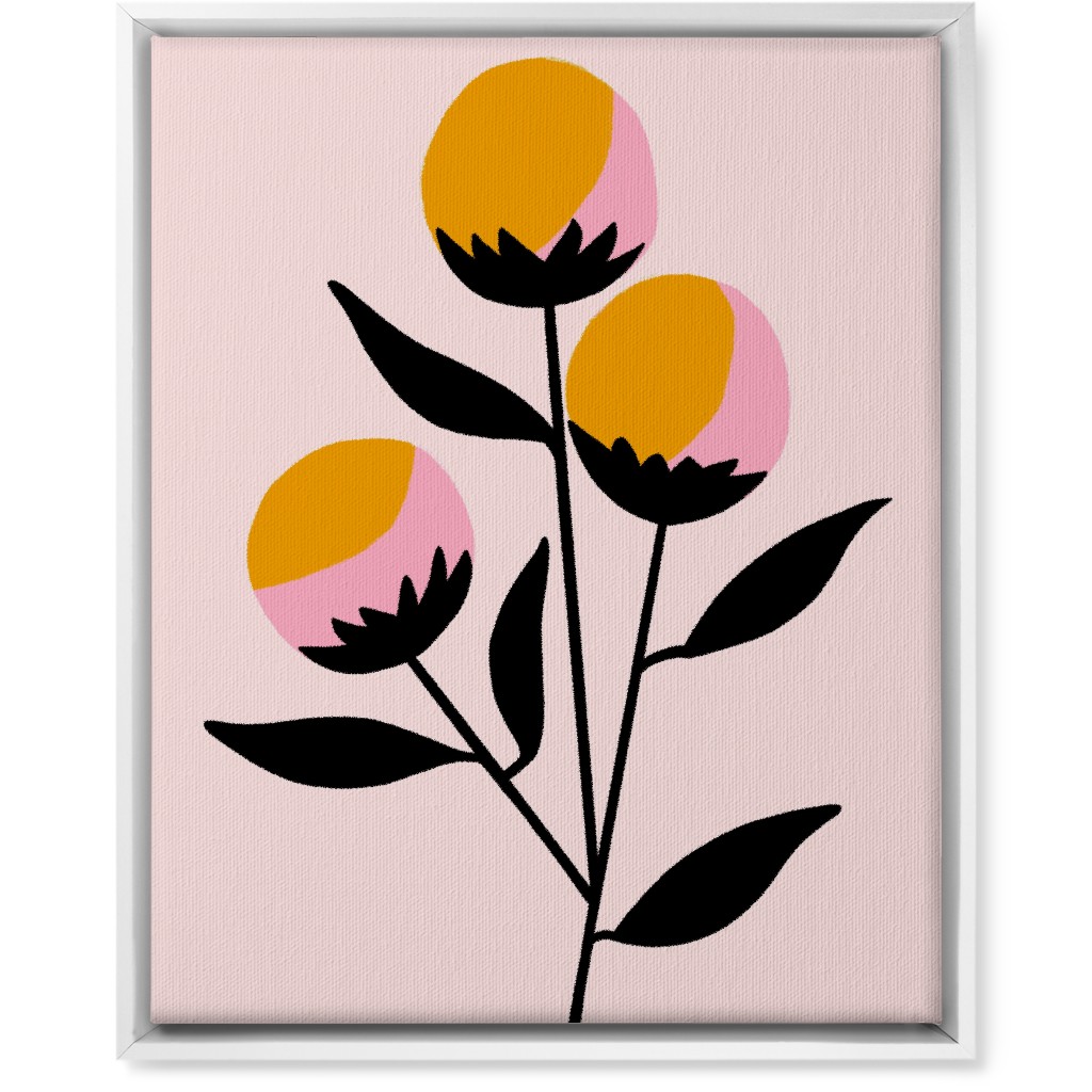 Cotton Candy Flowers - Pink and Orange Wall Art, White, Single piece, Canvas, 16x20, Multicolor