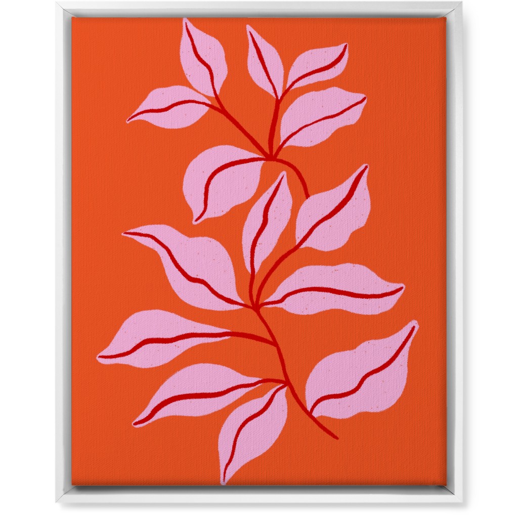 Leaf Dance - Red and Pink Wall Art, White, Single piece, Canvas, 16x20, Red, Red