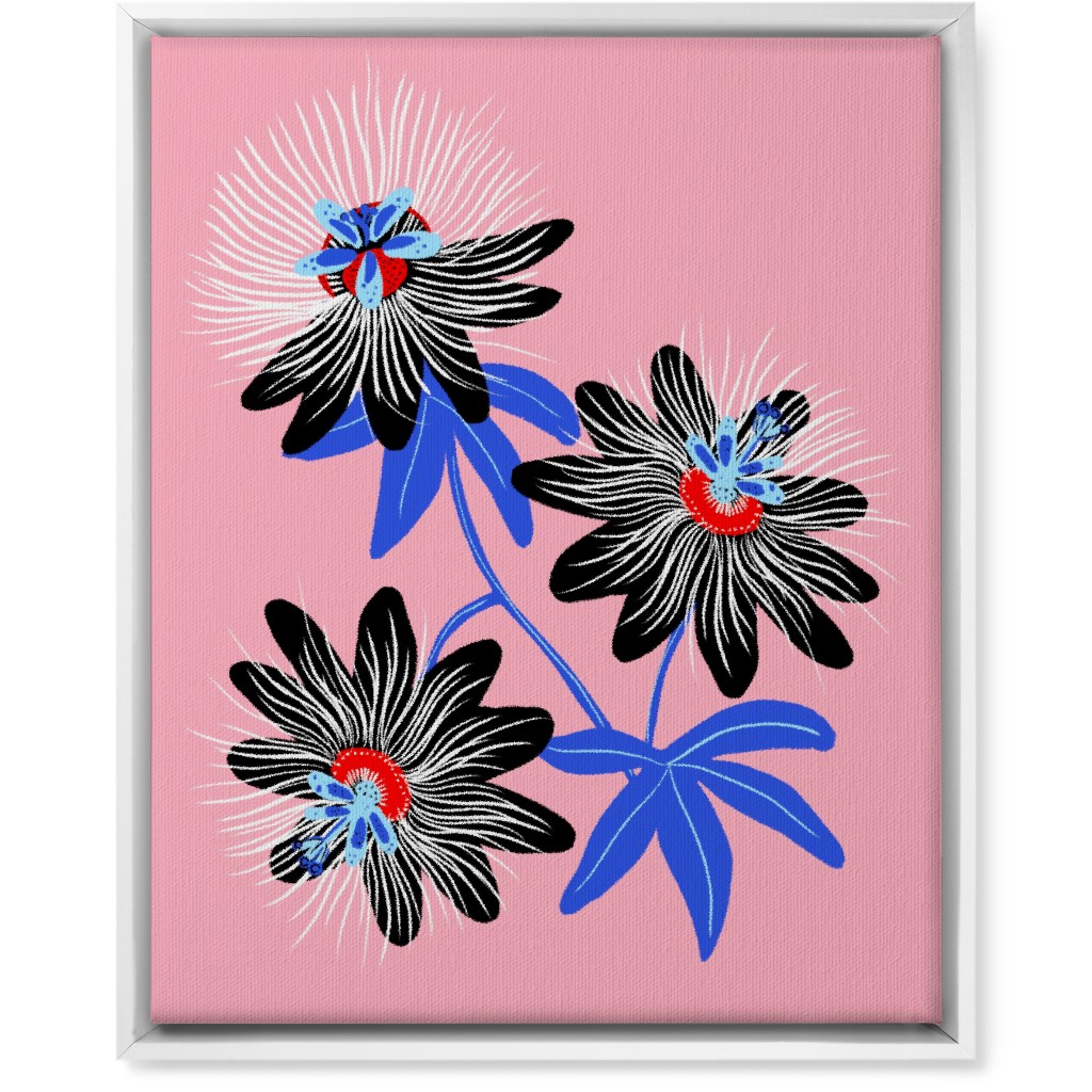 Passion Flower - Multi on Pink Wall Art, White, Single piece, Canvas, 16x20, Pink