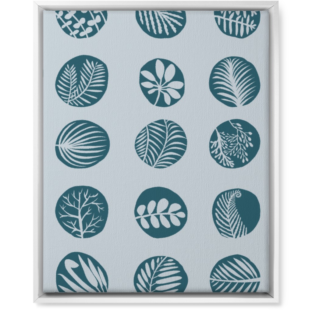 15 Round Leaves - Blue Wall Art, White, Single piece, Canvas, 16x20, Blue