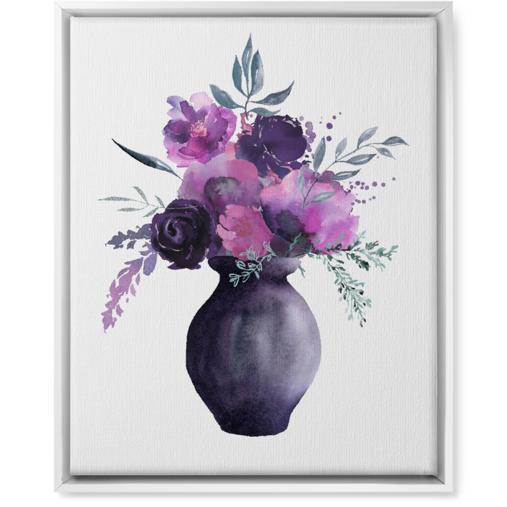 Flowers in a Vase Wall Art, White, Single piece, Canvas, 16x20, Purple