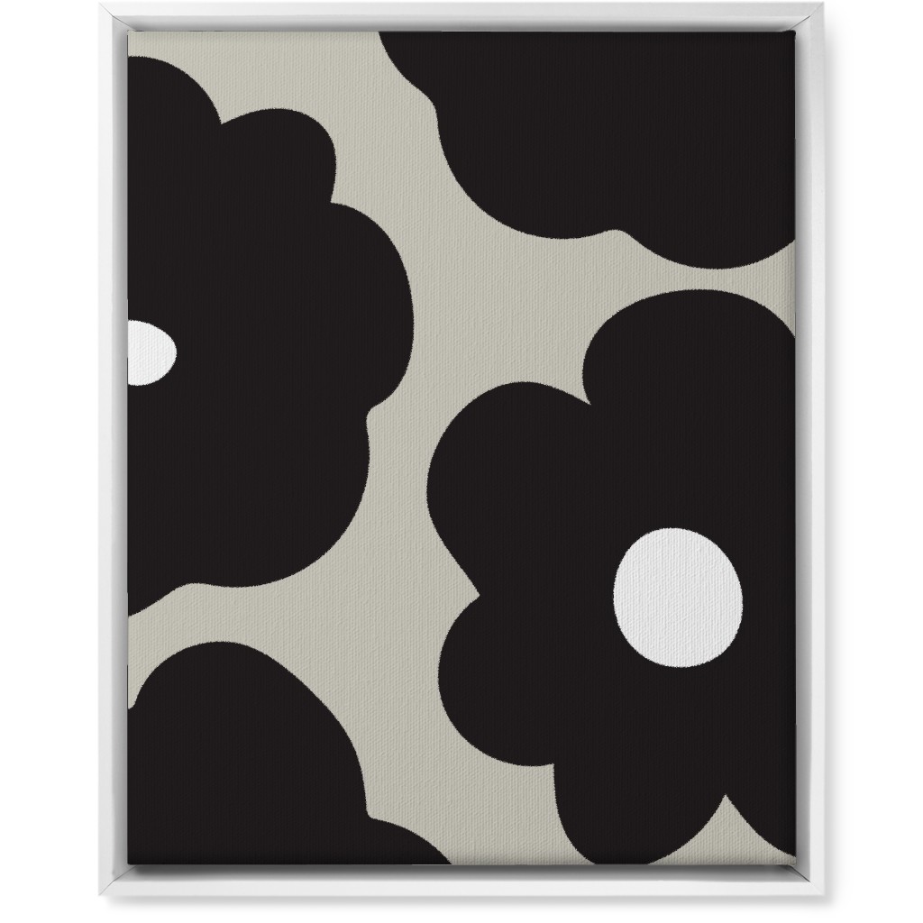 Mod Chubby Floral - Black and Tan Wall Art, White, Single piece, Canvas, 16x20, Black, Black