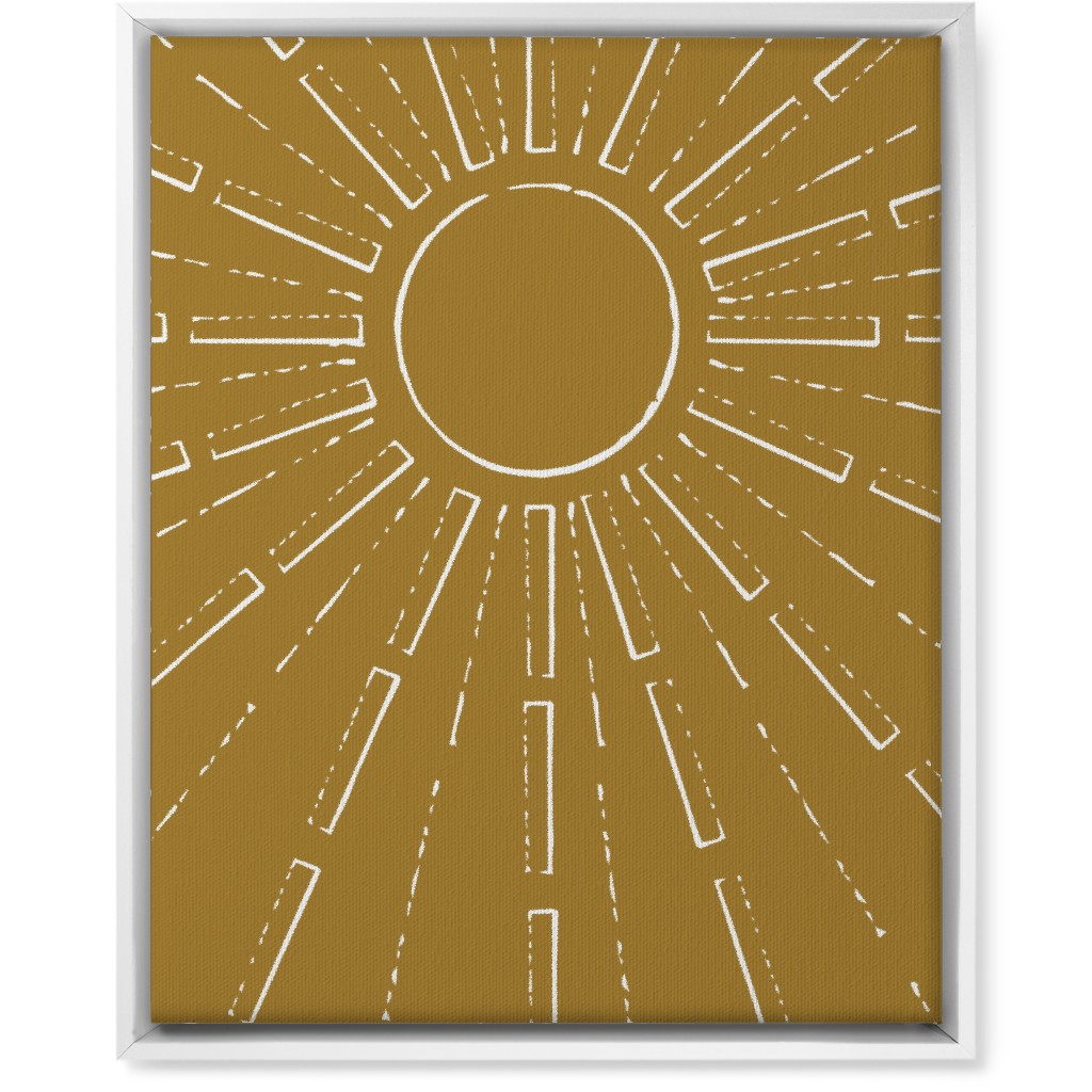 Midcentury Burst Wall Art, White, Single piece, Canvas, 16x20, Yellow, Golden