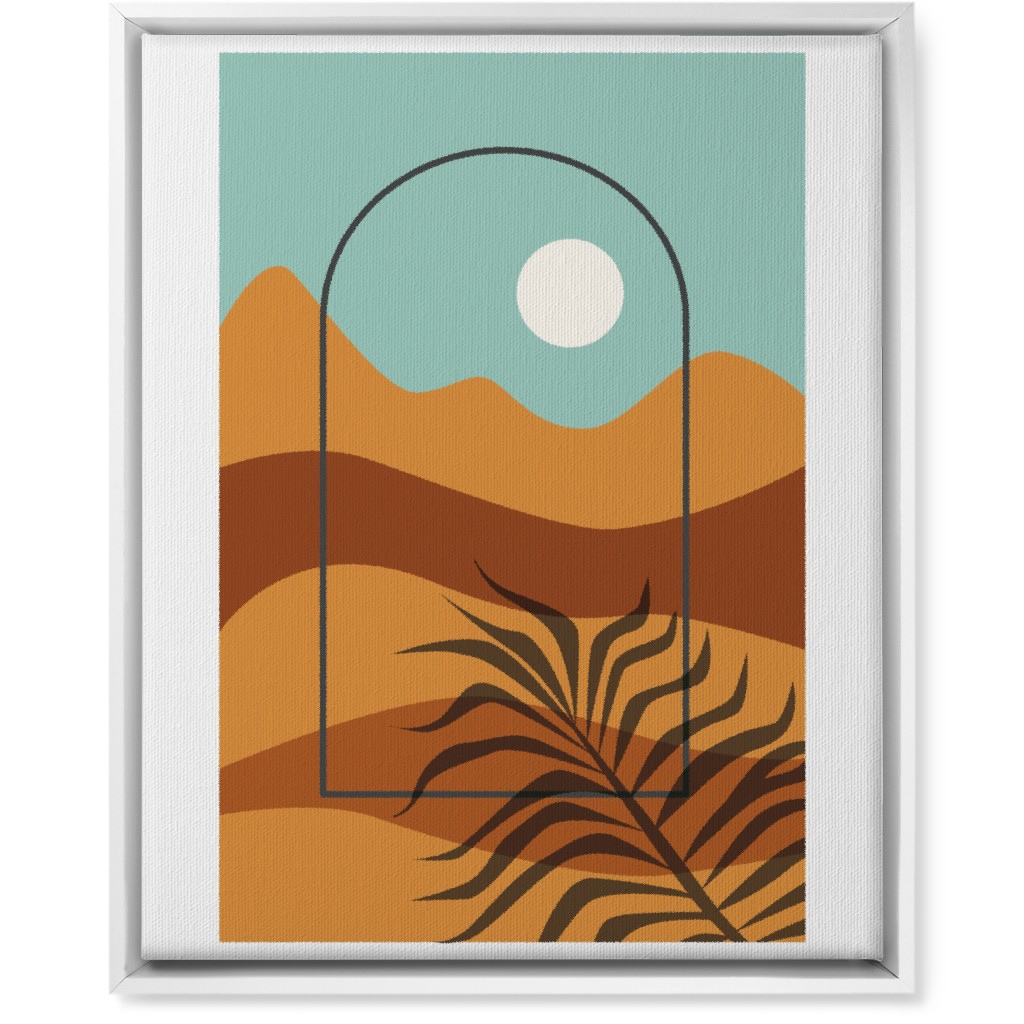 Floating Frame Abstract Mountain Landscape Wall Art, White, Single piece, Canvas, 16x20, Multicolor