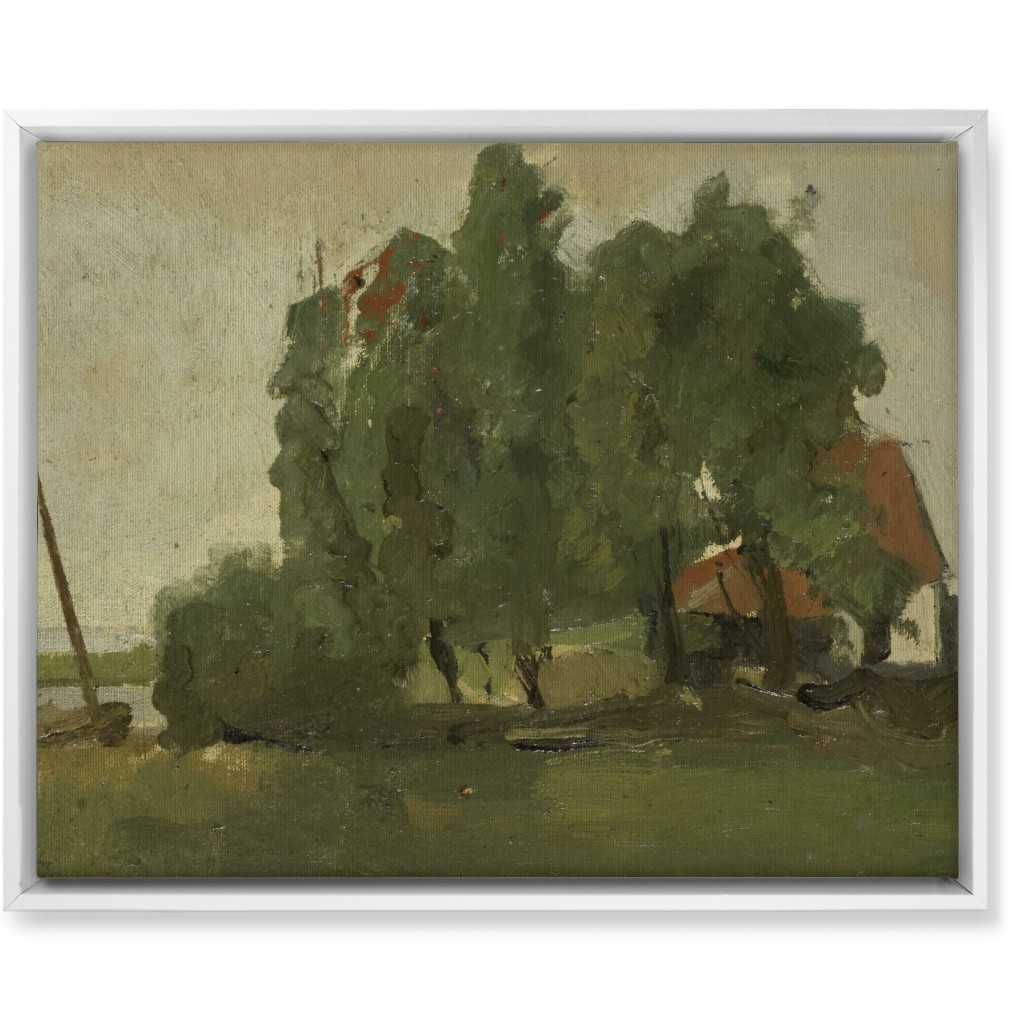 Lakeside Cottage Wall Art, White, Single piece, Canvas, 16x20, Green, Classic Green