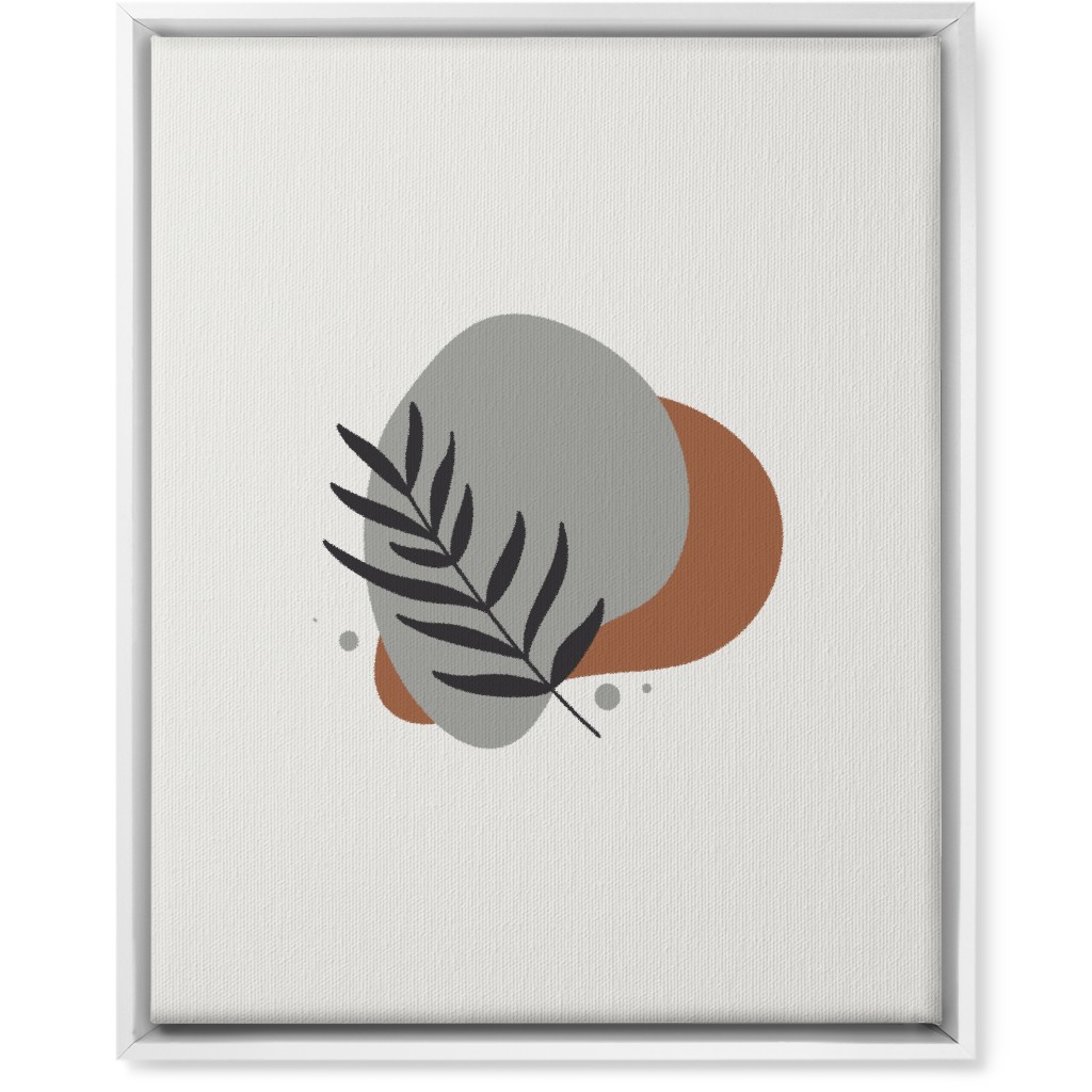 Shapes and Fern Leaf Vi Wall Art, White, Single piece, Canvas, 16x20, Brown, Silver Lining