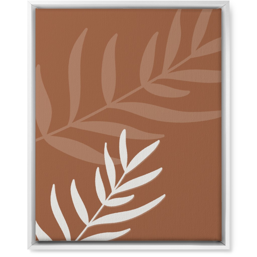 Fern Leaves in Neutral Earth Tones Wall Art, White, Single piece, Canvas, 16x20, Brown, Camel