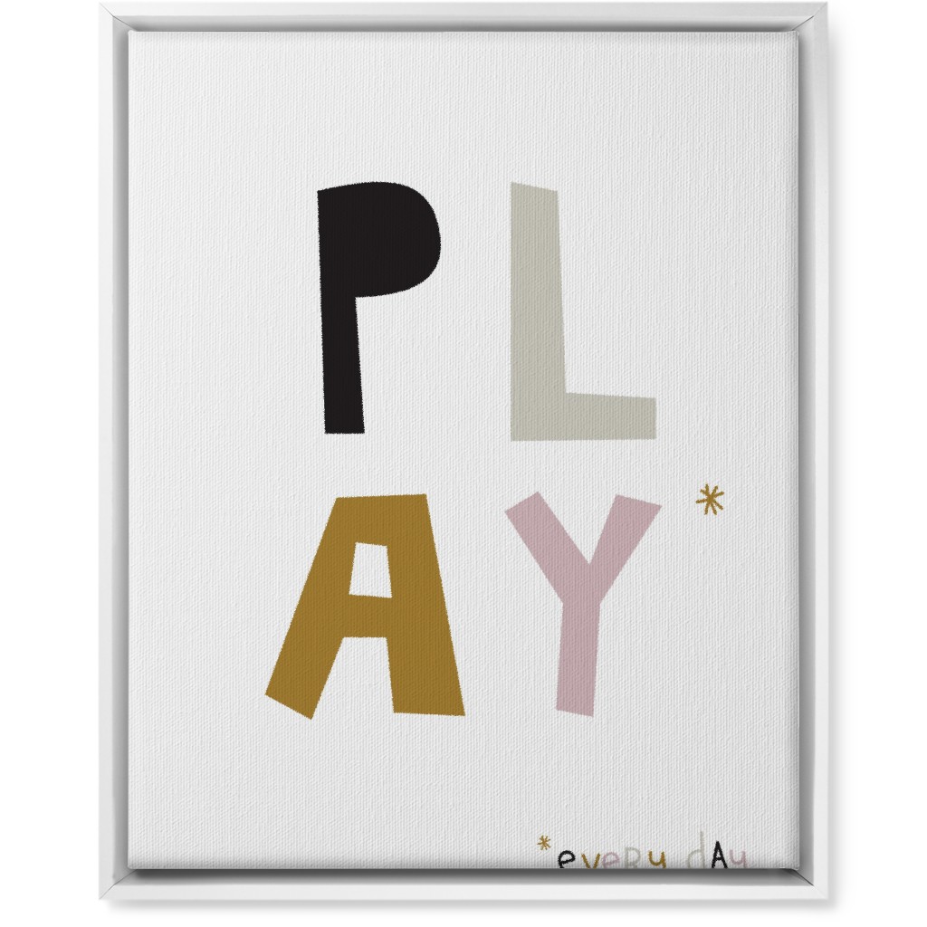 Play Typography - Neutral With Pink Wall Art, White, Single piece, Canvas, 16x20, Multicolor