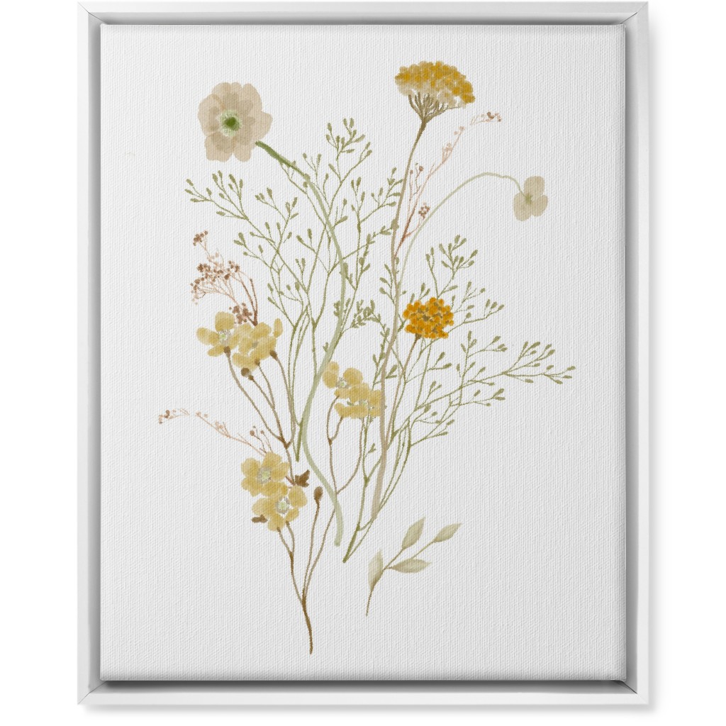 Picked Wildflowers - Yellow Wall Art, White, Single piece, Canvas, 16x20, Yellow