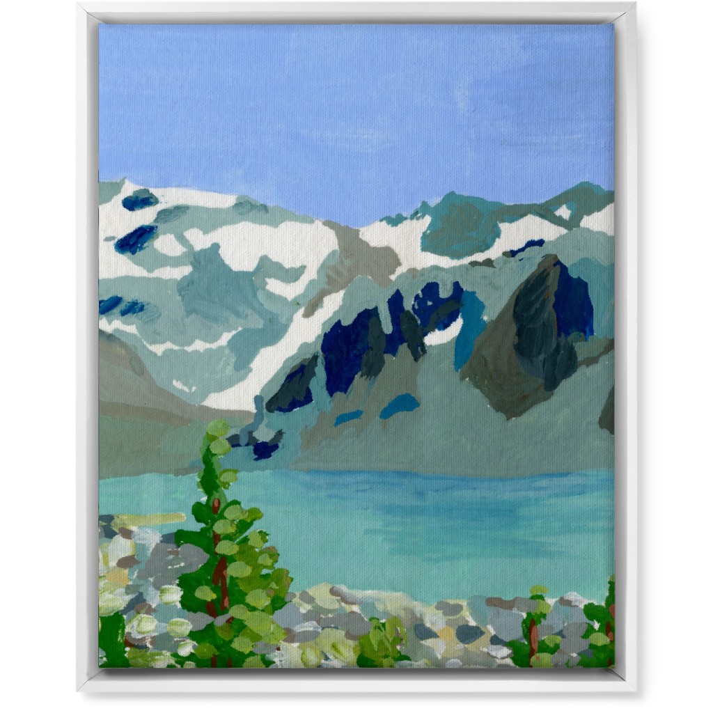Wedgemount Lake Painting Wall Art, White, Single piece, Canvas, 16x20, Blue, True Blue