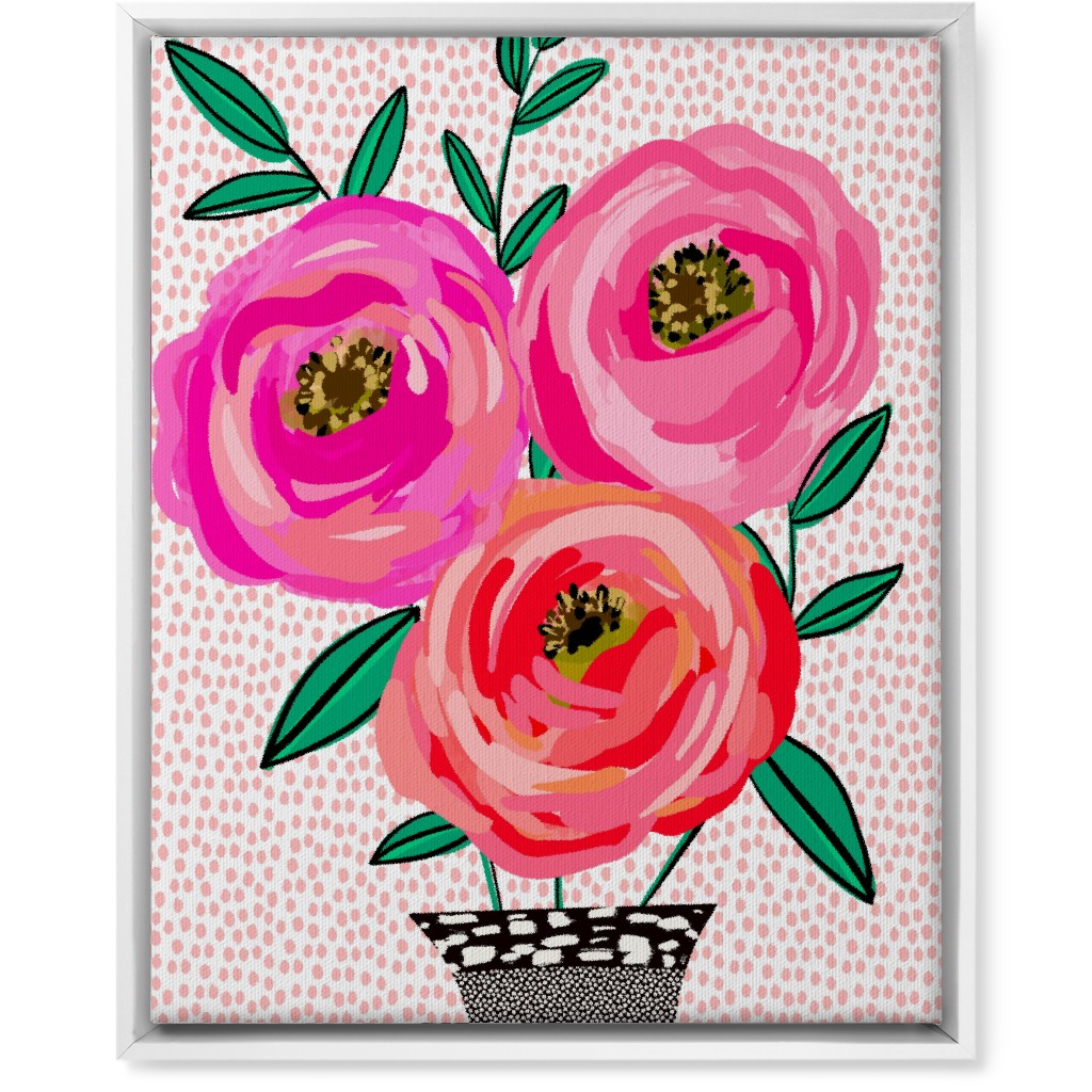 Happy Day Florals - Pink Wall Art, White, Single piece, Canvas, 16x20, Pink, Bright Pink
