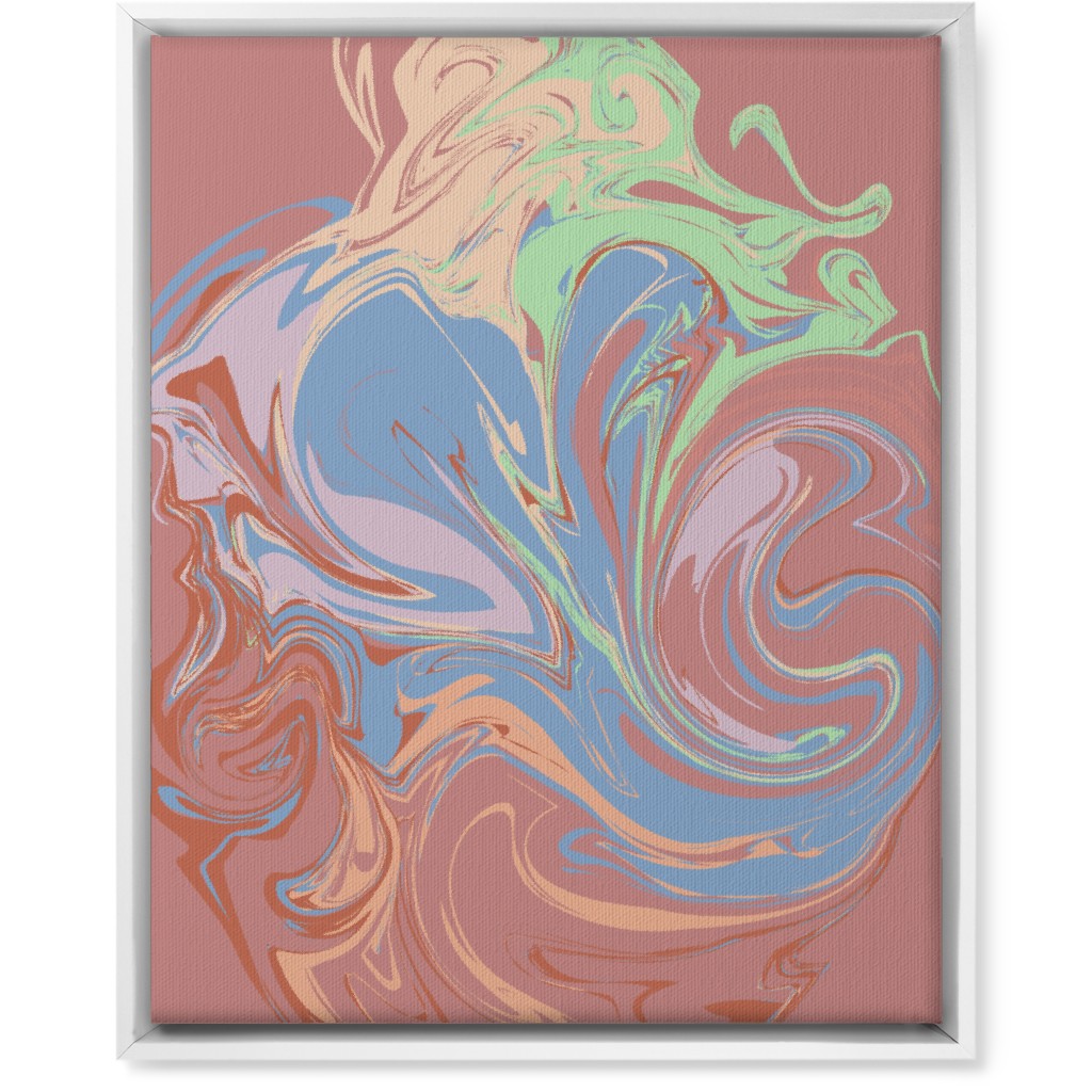 Abstract Marble Smoke Swirl - Multi on Pink Wall Art, White, Single piece, Canvas, 16x20, Multicolor