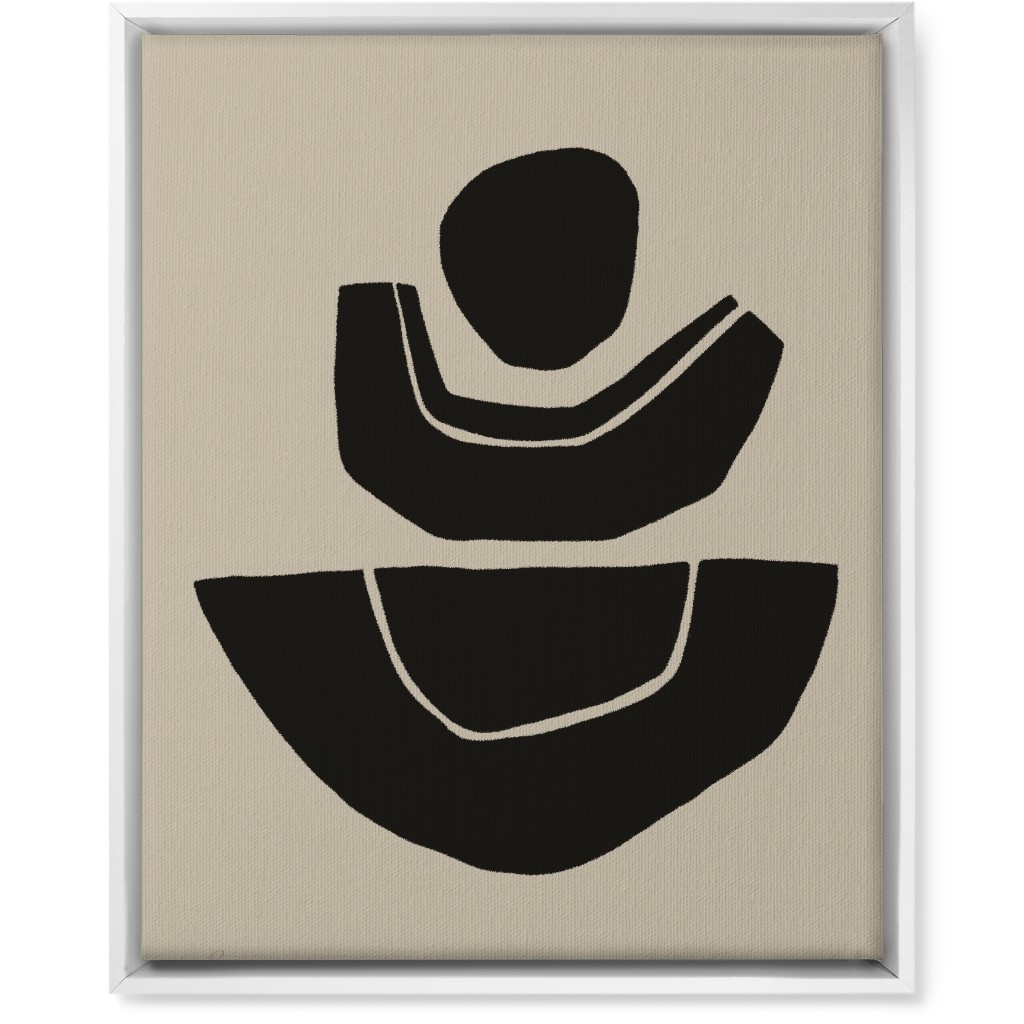 Geometric Abstract Stack Ii Wall Art, White, Single piece, Canvas, 16x20, Black, Charcoal