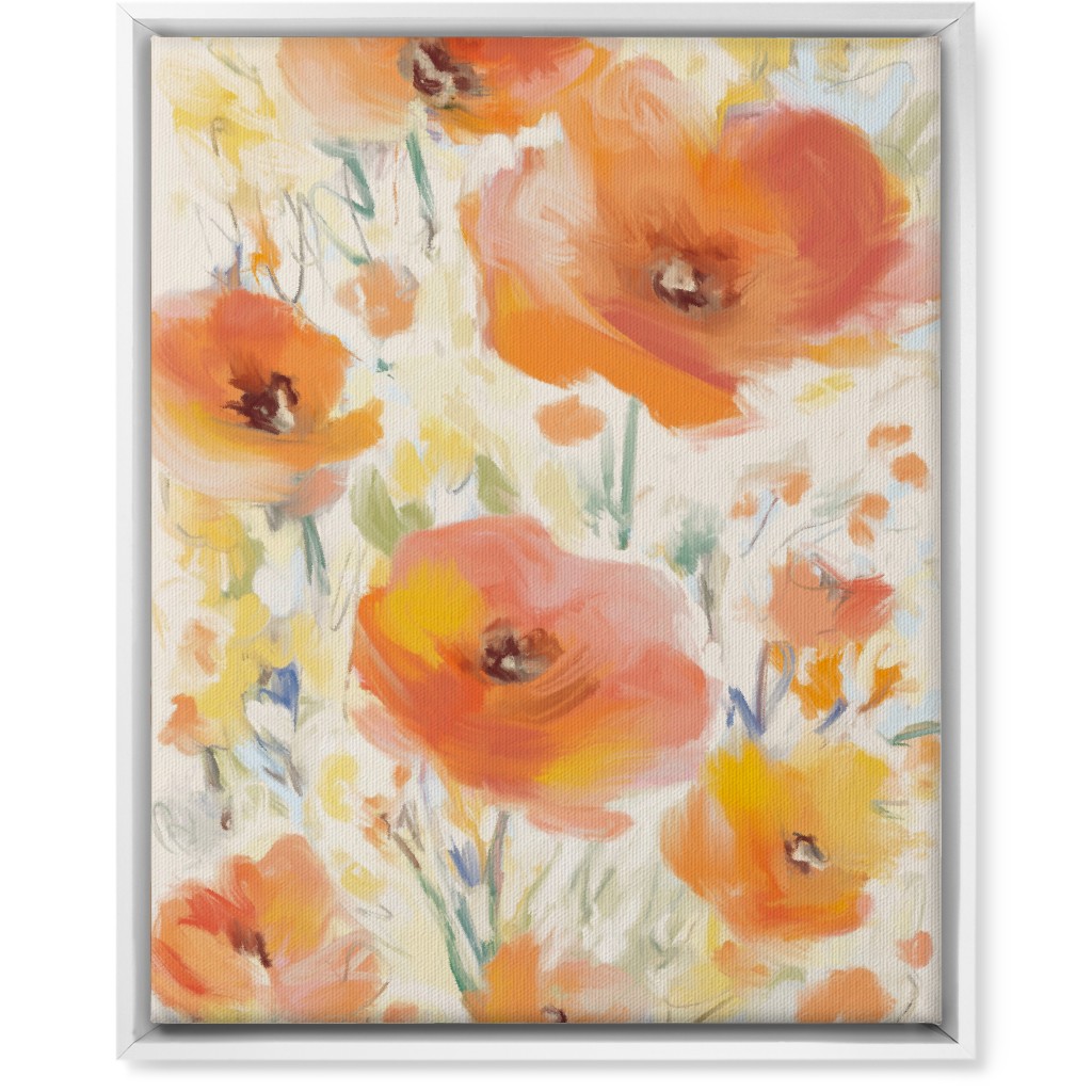 Field of Flowers - Orange Wall Art, White, Single piece, Canvas, 16x20, Orange