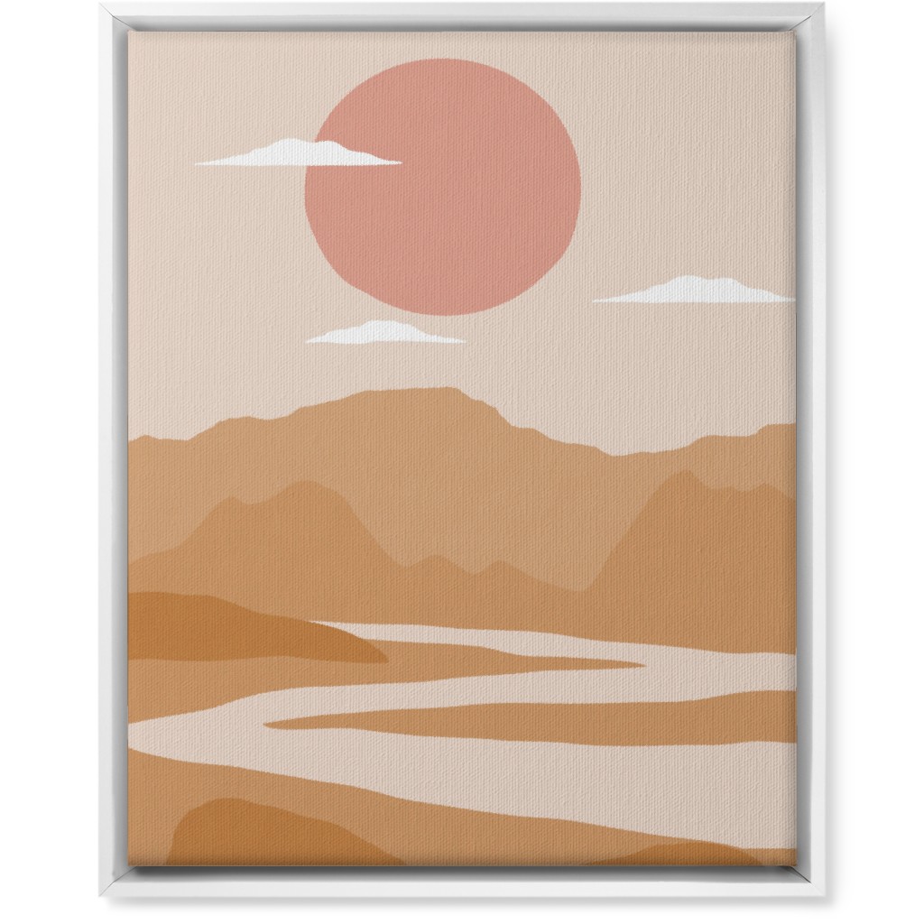 Abstract Landscape With River - Neutral Wall Art, White, Single piece, Canvas, 16x20, Orange