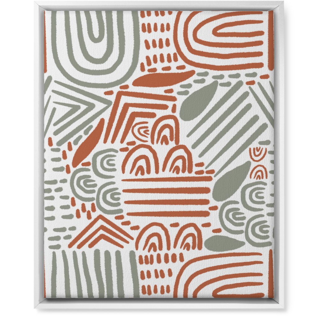 Modern Boho Abstract Shapes - Gray and Terracotta Wall Art, White, Single piece, Canvas, 16x20, Orange, Orange