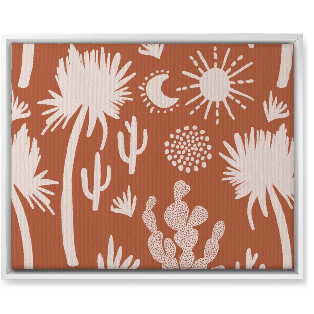 Boho Cactus and Palm Trees - Terracotta Wall Art, White, Single piece, Canvas, 16x20, Orange