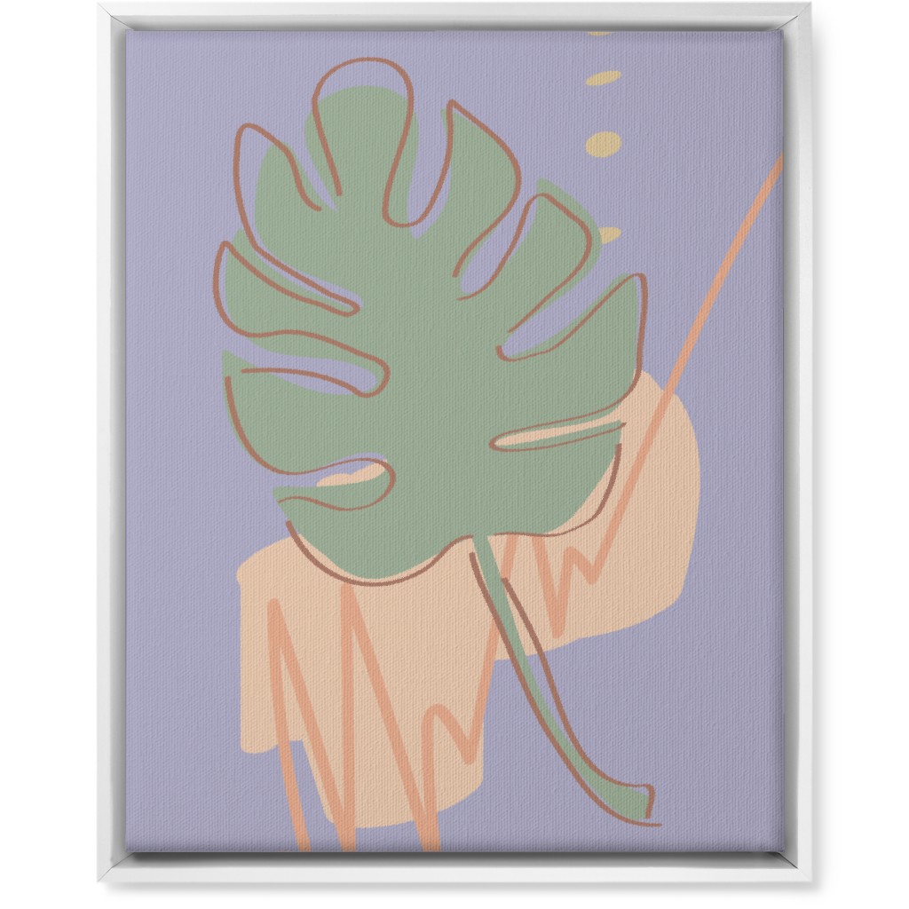 Modern Monstera Leaf - Purple and Green Wall Art, White, Single piece, Canvas, 16x20, Purple
