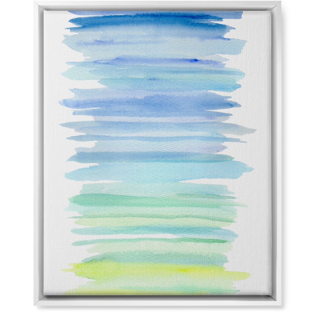 Watercolor Ocean Seashore Wall Art, White, Single piece, Canvas, 16x20, Blue, Lapis