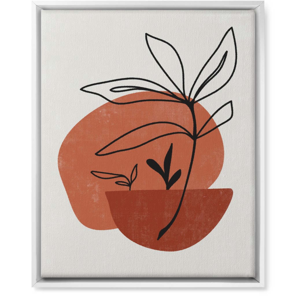 Abstract Leaf Sketch - Terracotta and Ivory Wall Art, White, Single piece, Canvas, 16x20, Brown, Brown