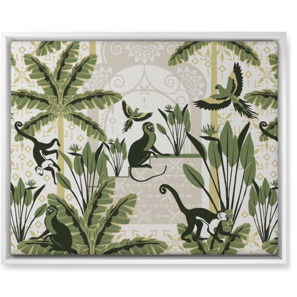 Exotic Tropical Garden Wall Art, White, Single piece, Canvas, 16x20, Green, Spruce
