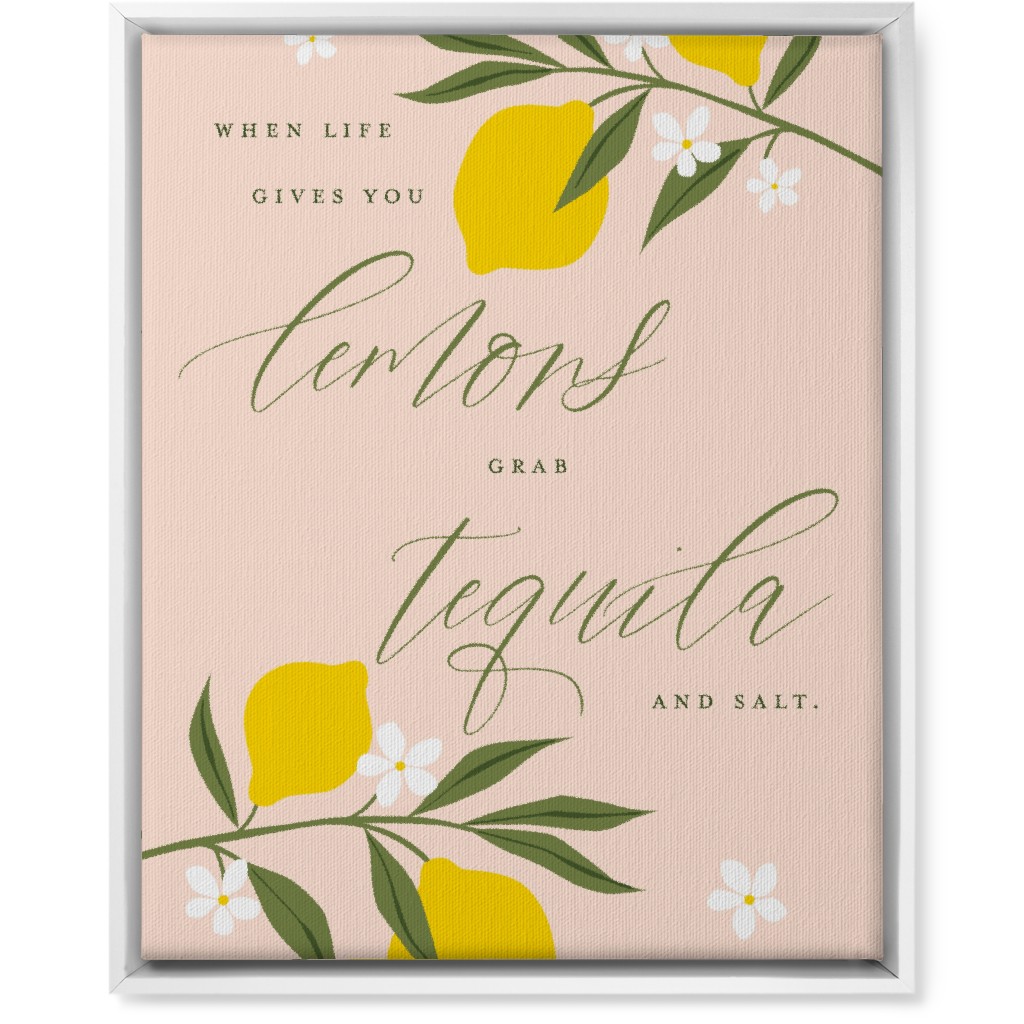 Life Lemons - Pink and Yellow Wall Art, White, Single piece, Canvas, 16x20, Pink
