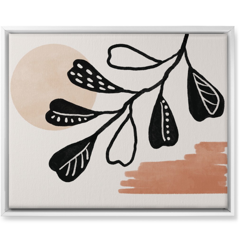 Moonlight and Leaves Wall Art, White, Single piece, Canvas, 16x20, Beige
