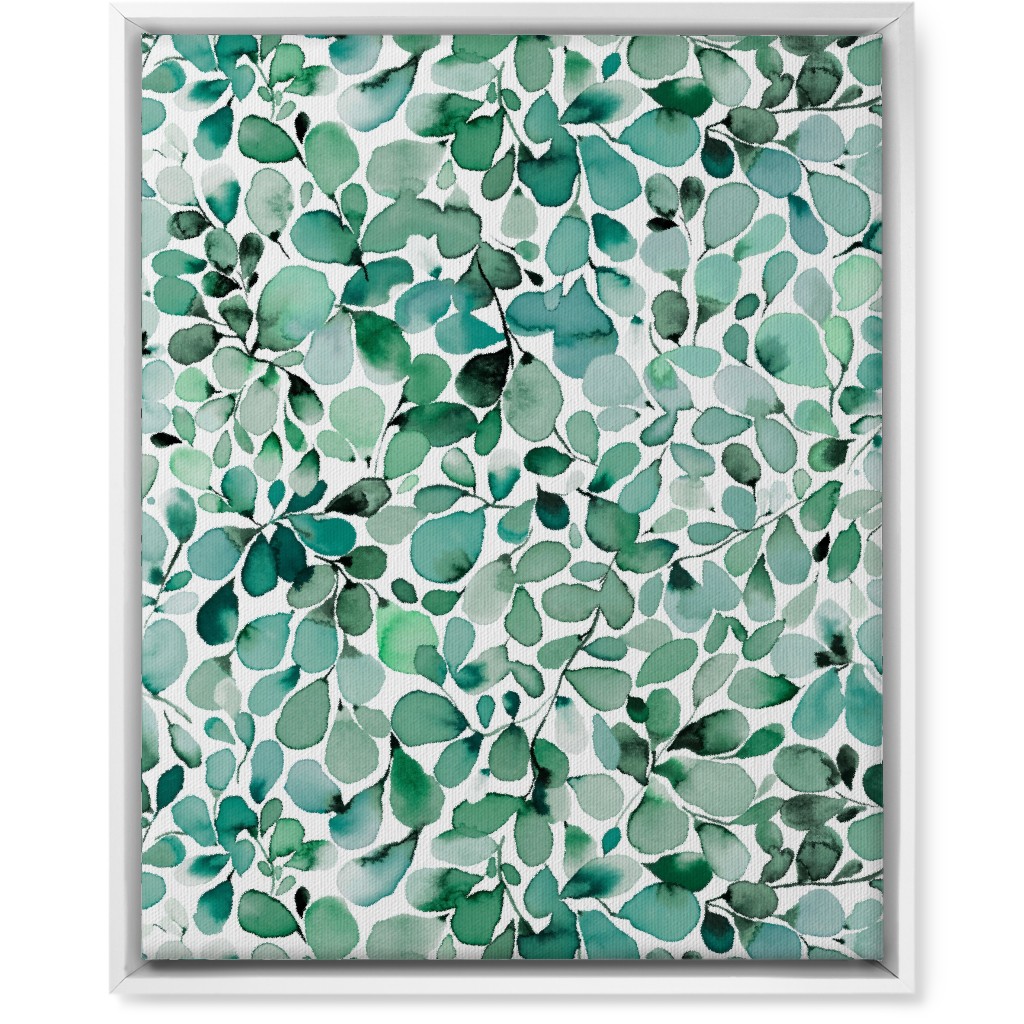 Little Leaves Eucalyptus Foliage - Green Wall Art, White, Single piece, Canvas, 16x20, Green