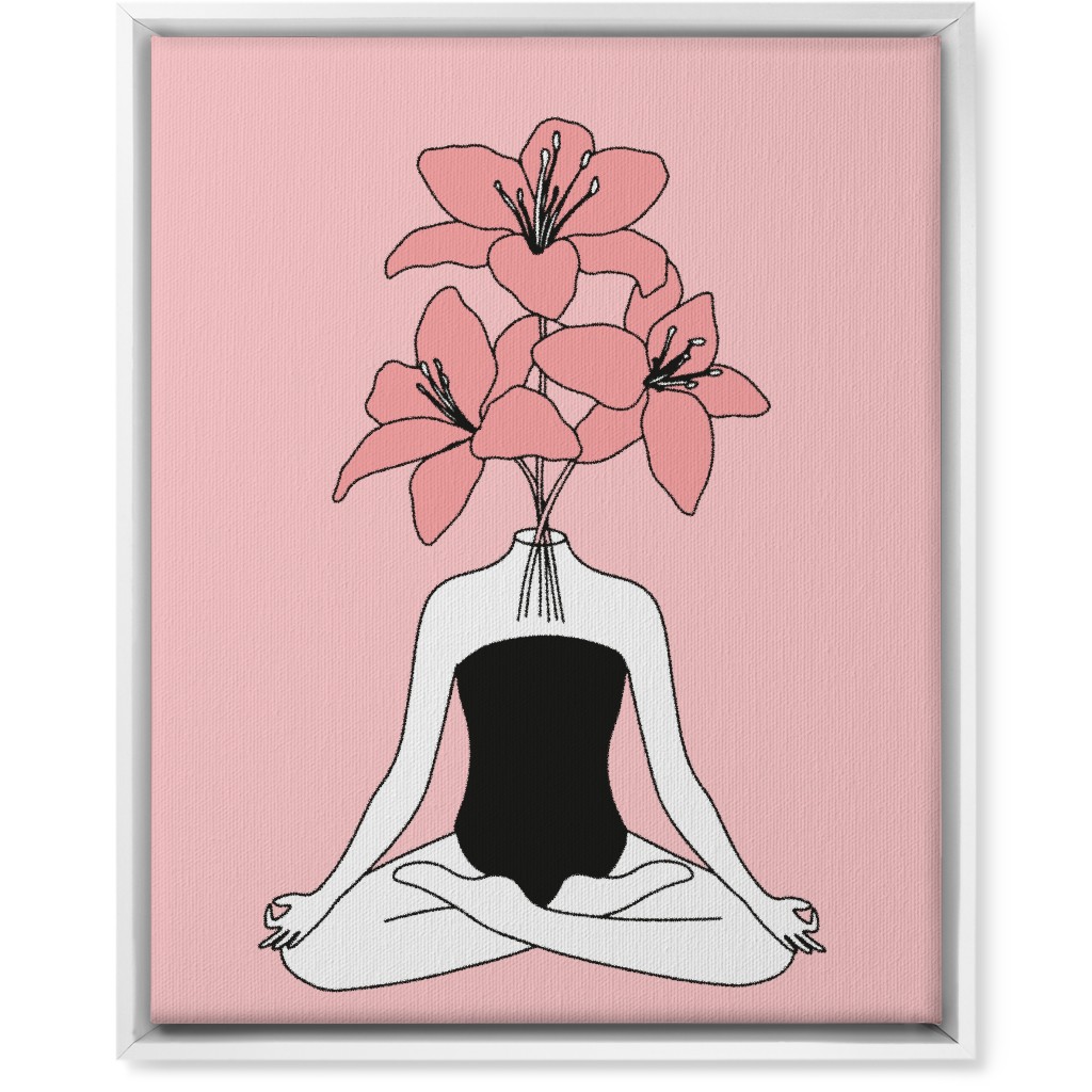 Feminine Yoga - Pink Wall Art, White, Single piece, Canvas, 16x20, Pink, Bright Pink
