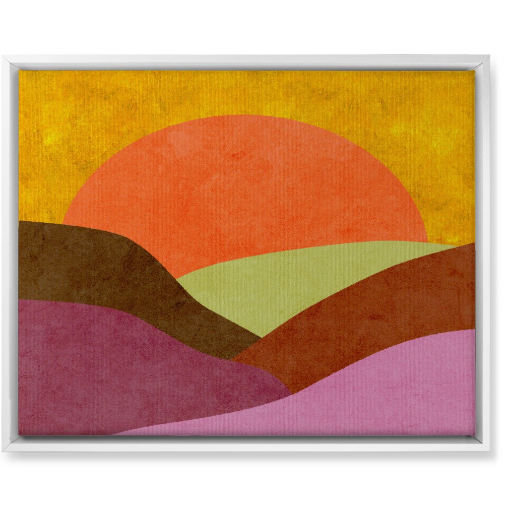 Mountains At Dusk Wall Art, White, Single piece, Canvas, 16x20, Multicolor, Creamsicle