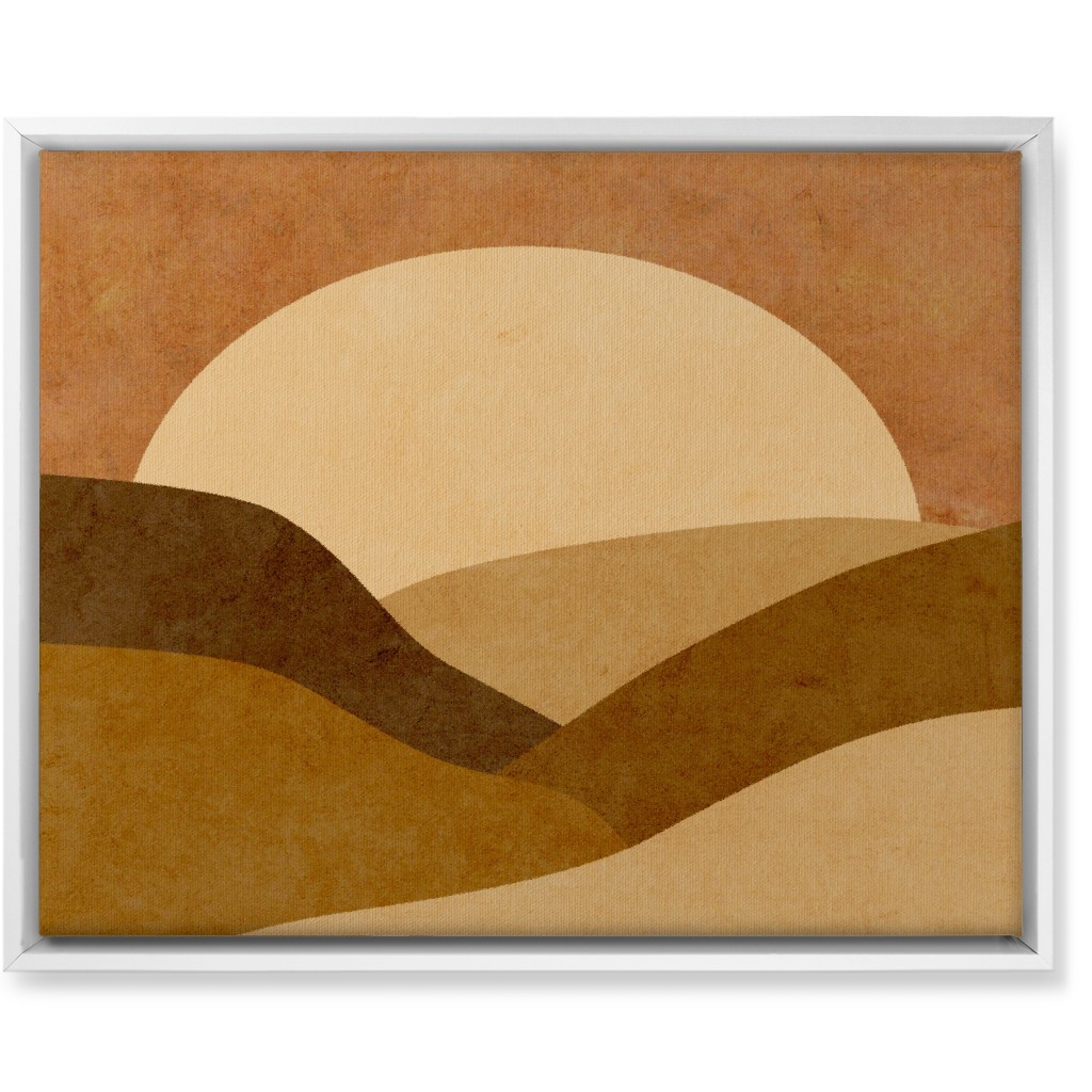 Mountains At Dusk Wall Art, White, Single piece, Canvas, 16x20, Brown, Ochre