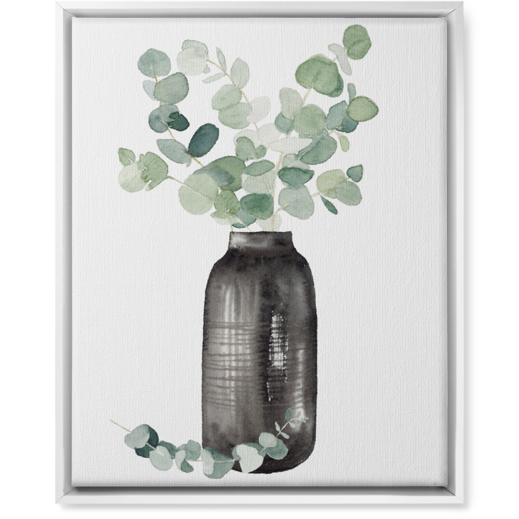 Eucalyptus in a Vase - Green Wall Art, White, Single piece, Canvas, 16x20, Green, Classic Green