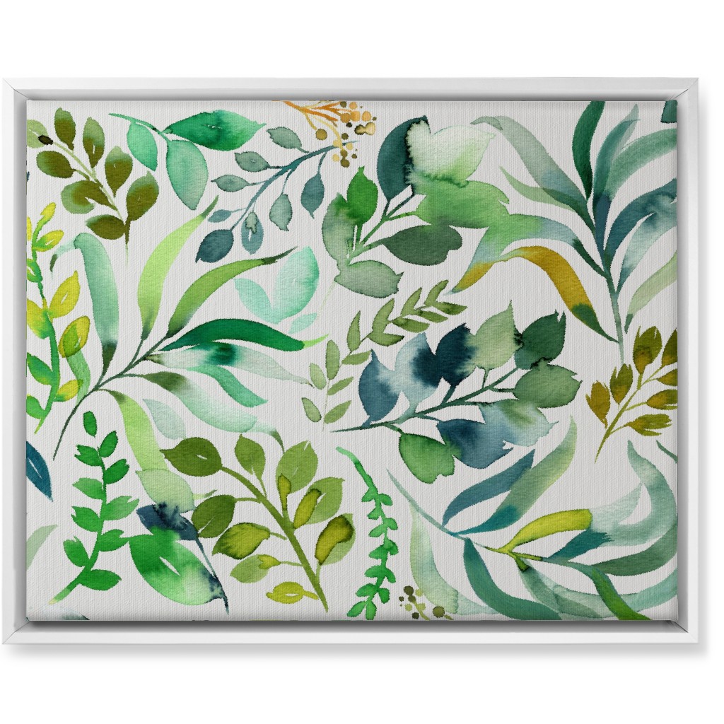 Watercolor Leaves Wall Art, White, Single piece, Canvas, 16x20, Green