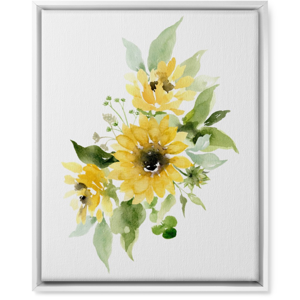 Sunflowers Watercolor - Yellow Wall Art, White, Single piece, Canvas, 16x20, Yellow