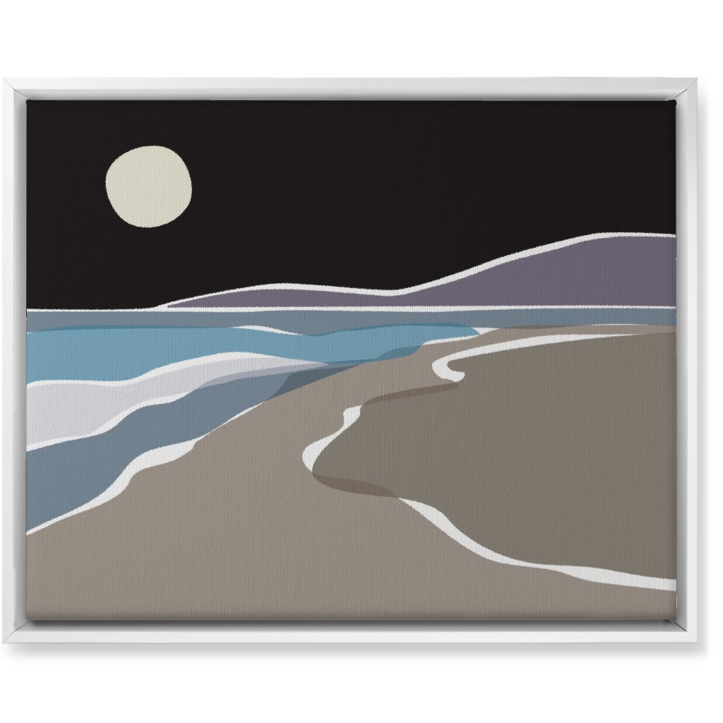 Beach Night Wall Art, White, Single piece, Canvas, 16x20, Black