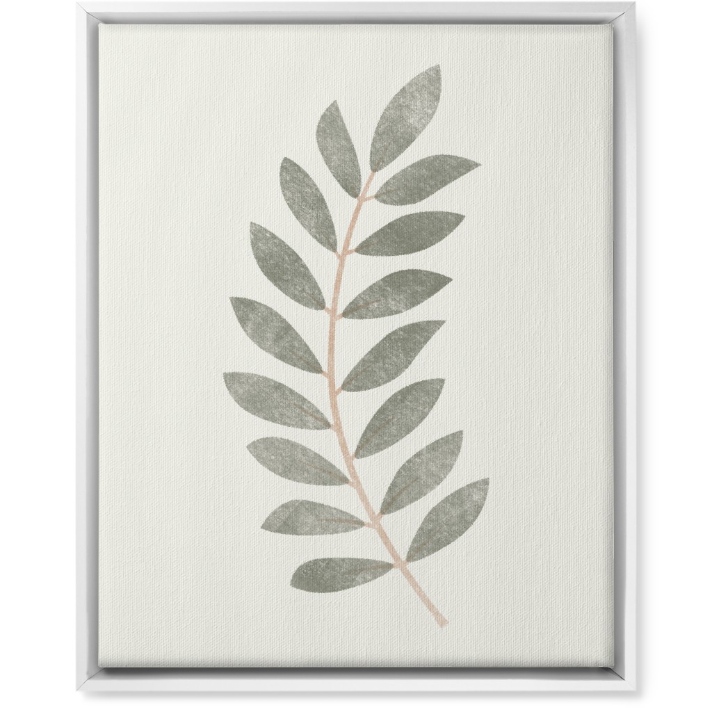 Botanical Leaf Ii Wall Art, White, Single piece, Canvas, 16x20, Green