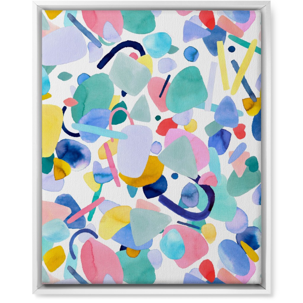 Abstract Geometric Shapes - Multi Wall Art, White, Single piece, Canvas, 16x20, Multicolor