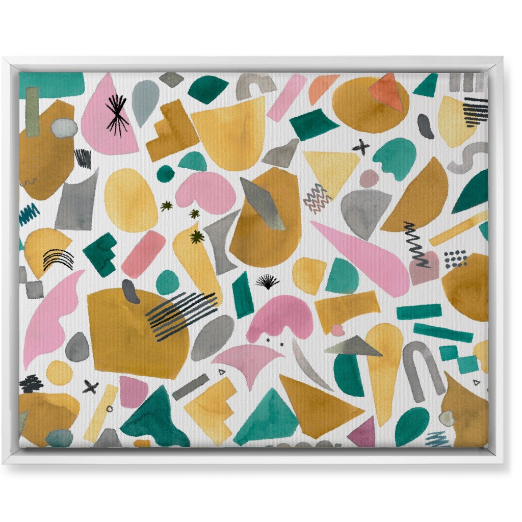 Abstract Geo Pieces - Pink Wall Art, White, Single piece, Canvas, 16x20, Multicolor