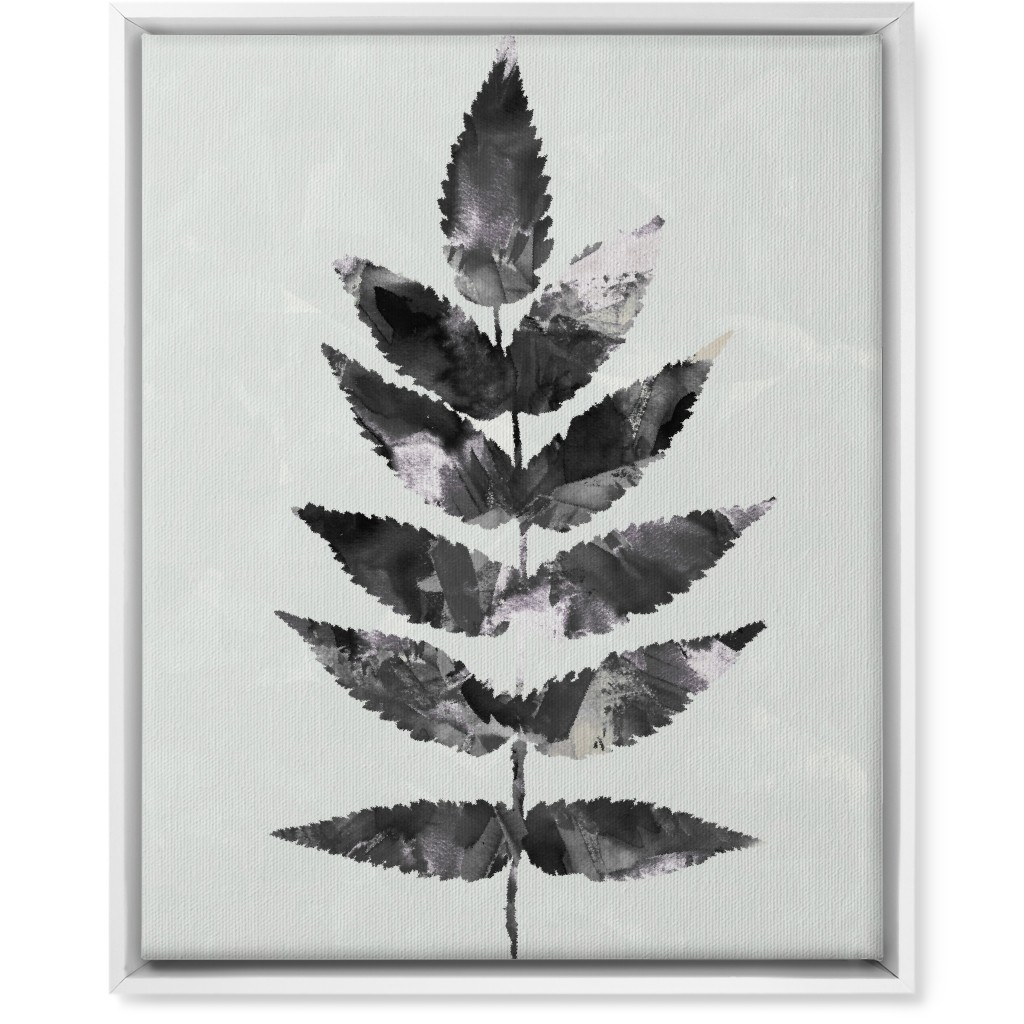 Botanical Leaf Wall Art, White, Single piece, Canvas, 16x20, Beige, Gray