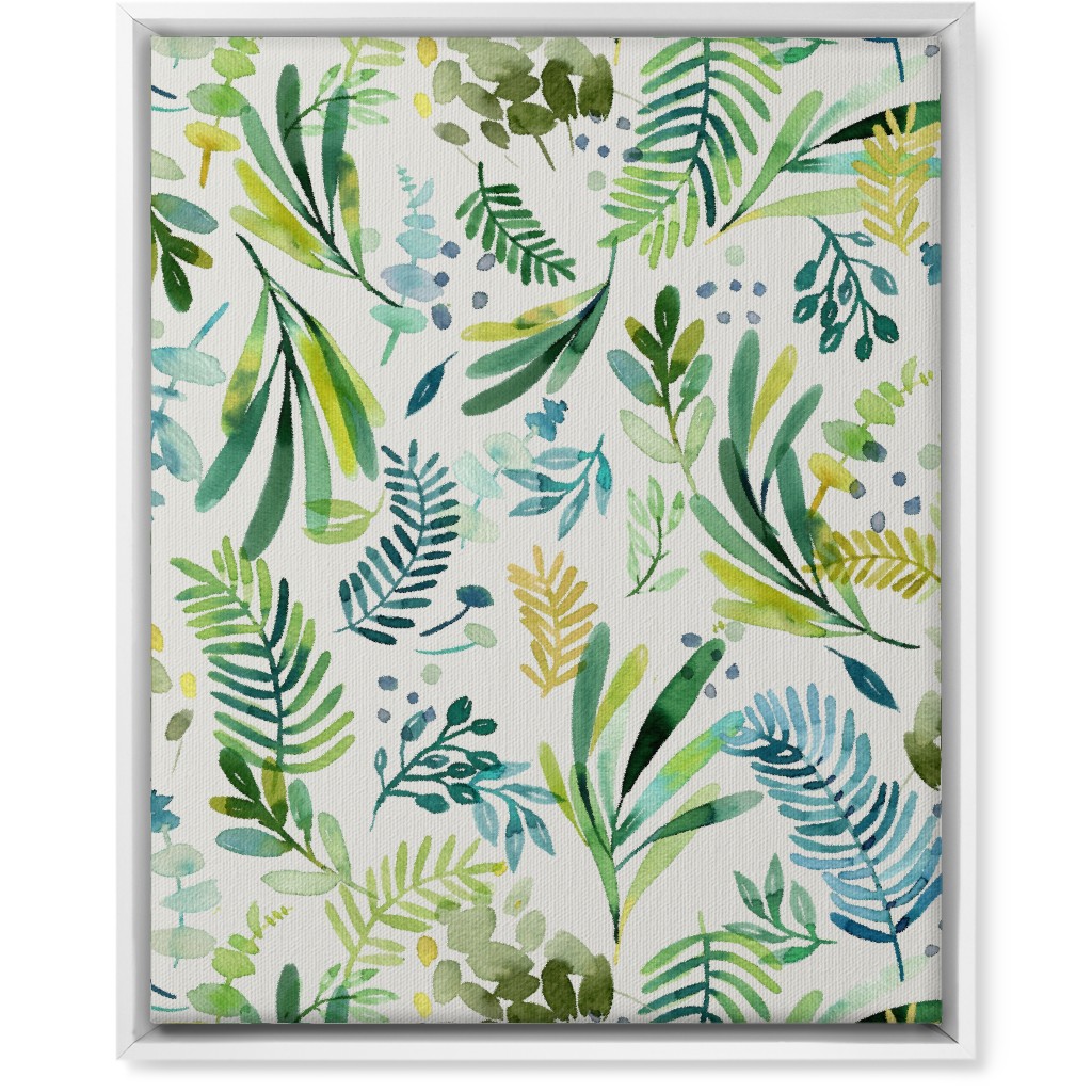 Tuscany Leaves - Green Wall Art, White, Single piece, Canvas, 16x20, Green, Classic Green