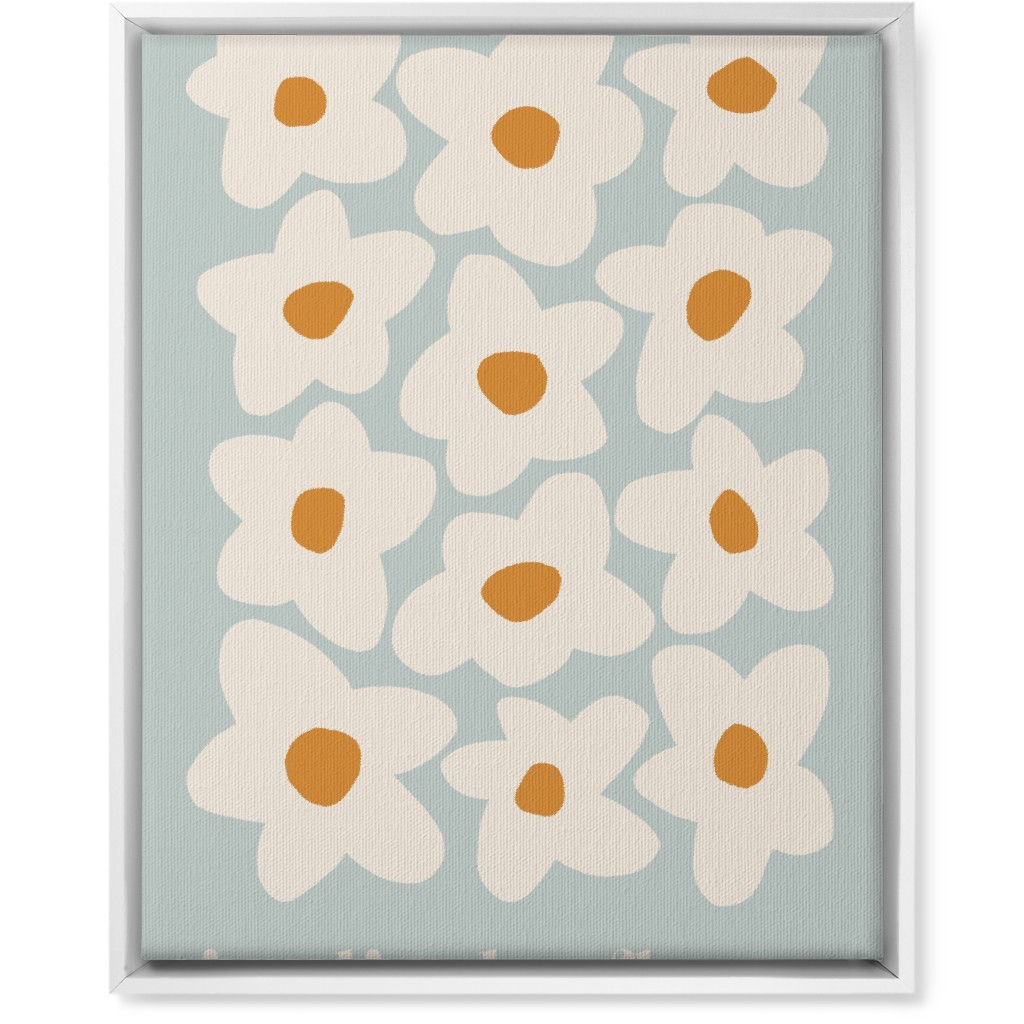 Botanical Graphic Retro Flower Garden Wall Art, White, Single piece, Canvas, 16x20, Blue, Heaven