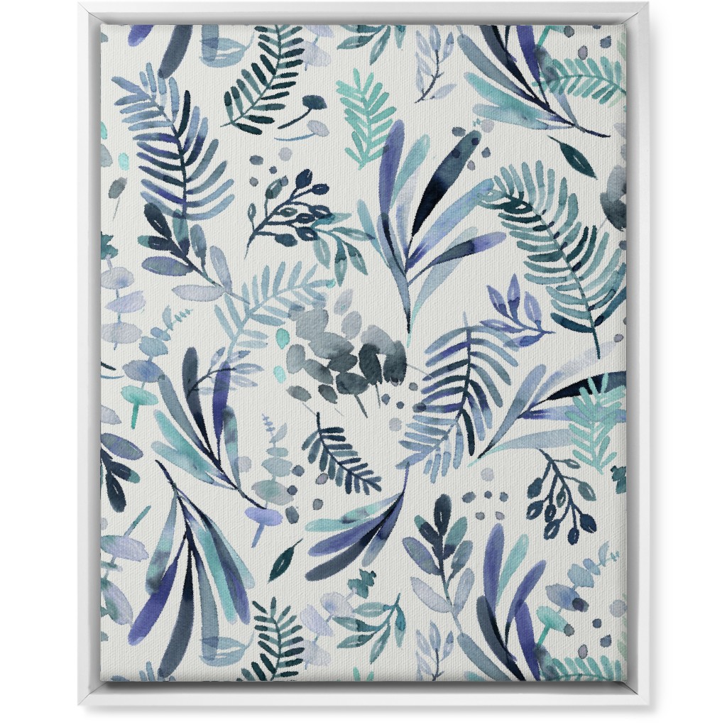 Tuscany Leaves - Blue Wall Art, White, Single piece, Canvas, 16x20, Blue, True Blue